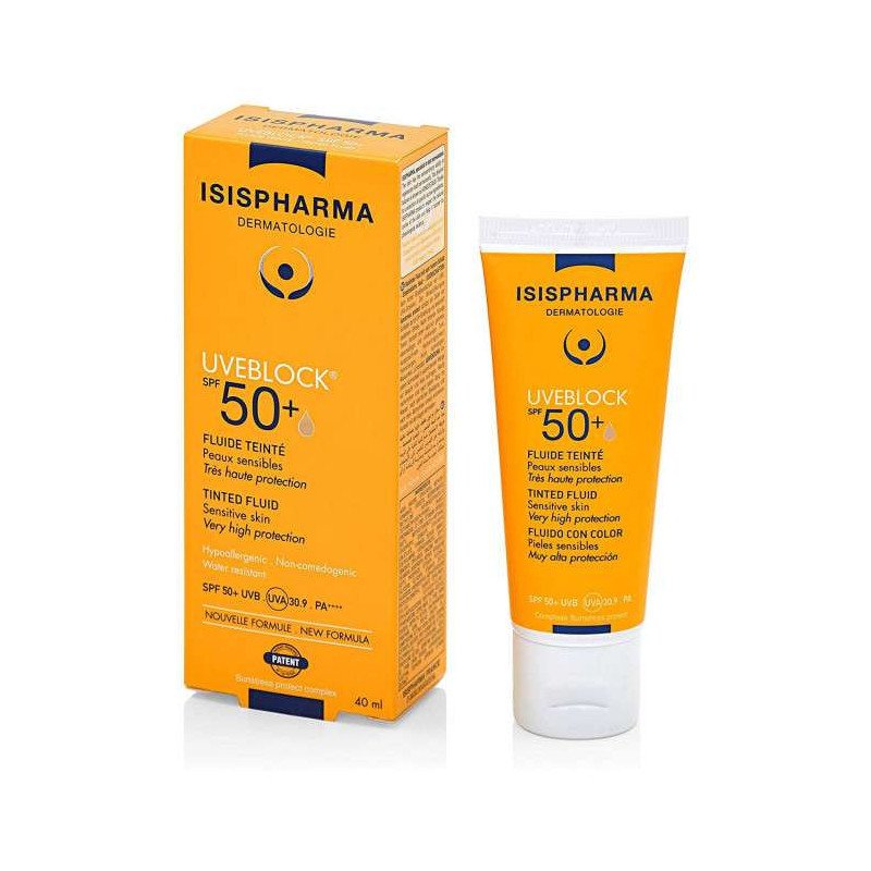 ISISPHARMA UVEBLOCK SPF 50+ FLUIDE TEINTE MEDIUM TOUCHER SEC 40 ML