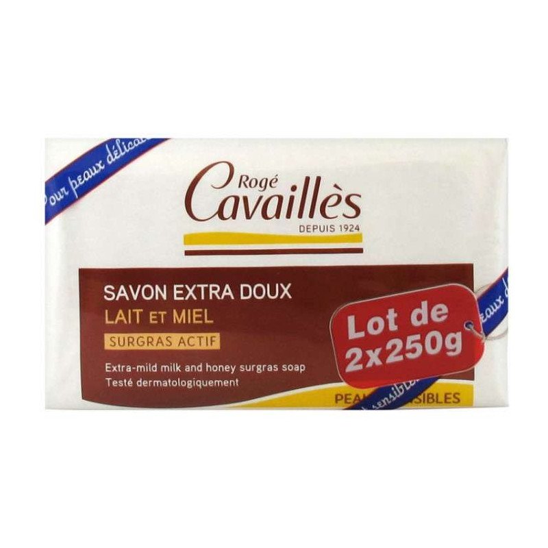 ROGE CAVAILLES SAVON EXTRA DOUX LAIT ET MIEL LOT DE 2 x 250 G ROGE CAVAILLES SAVON EXTRA DOUX LAIT ET MIEL LOT DE 2 x 250 G