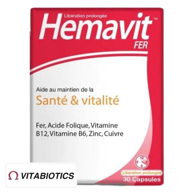 VITABIOTICS Hemavit Fer Santé et Vitalité 30 capsules VITABIOTICS Hemavit Fer Santé et Vitalité 30 capsules