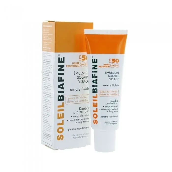 BIAFINE SOLEIL BIAFINE EMULSION SOLAIRE VISAGE FPS 50+ TEXTURE FLUIDE PEAUX TRES CLAIRES OU SENSIBLES
